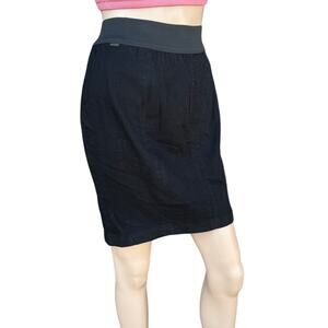 Goldsign Black Stretch Denim Pencil Skirt 27 Archive Sample Knee Length